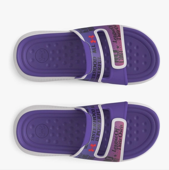 Under Armour - Womens Ansa Studio Slides, Purple & Halo Gray Sz 11 NWT - Picture 3 of 7